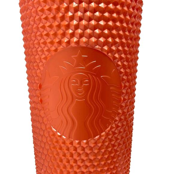 Starbucks 2022 Fall Studded Orange Pumpkin Tumbler With Straw 24 Oz Venti New - Picture 3 of 9